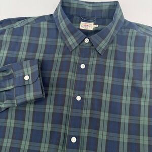Faherty Brand Plaid Button Down Mens Large Green Navy Supima Cotton MWH2301